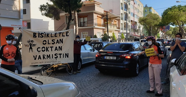 Bergamalı bisikletçiler; ’Arabadan İn Bisiklete Bin’