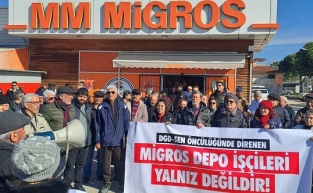 Dikili ve Bergama'da Migros depo işçilerine destek!